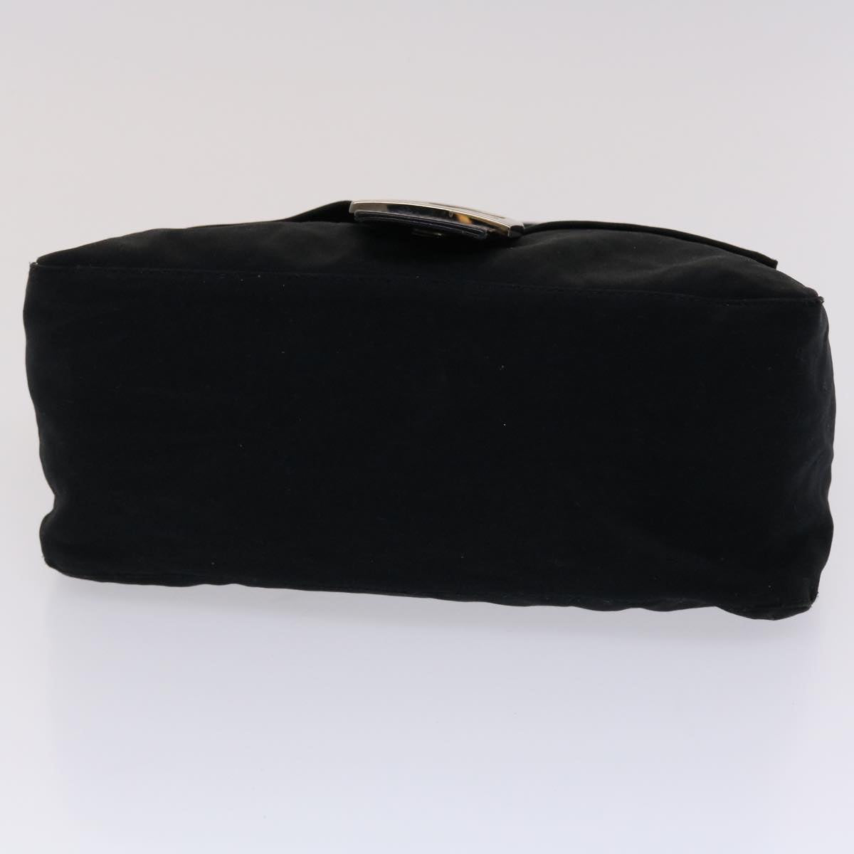 FENDI Mamma Baguette Shoulder Bag Nylon Leather Black 47383