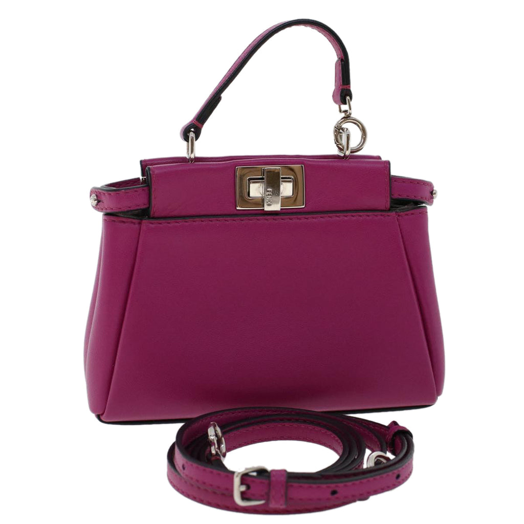 FENDI Shoulder Bag Leather Pink 47385
