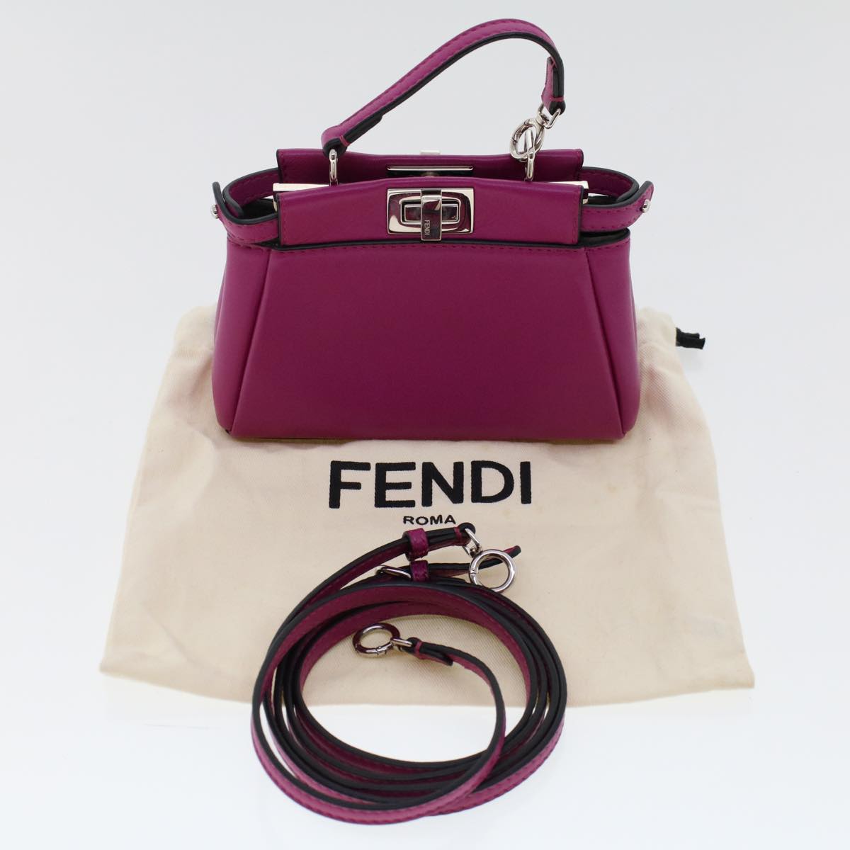 FENDI Shoulder Bag Leather Pink 47385