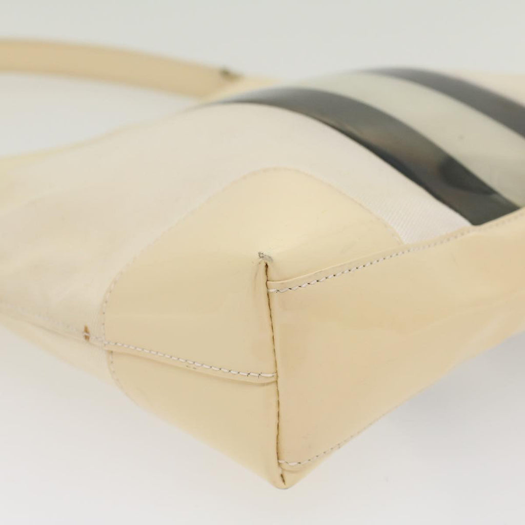 GUCCI Sherry Line Shoulder Bag Canvas Patent leather White 0014231 47407