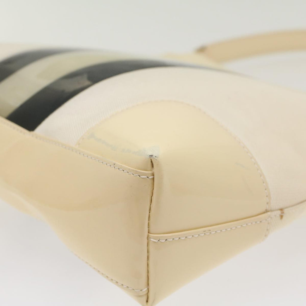 GUCCI Sherry Line Shoulder Bag Canvas Patent leather White 0014231 47407
