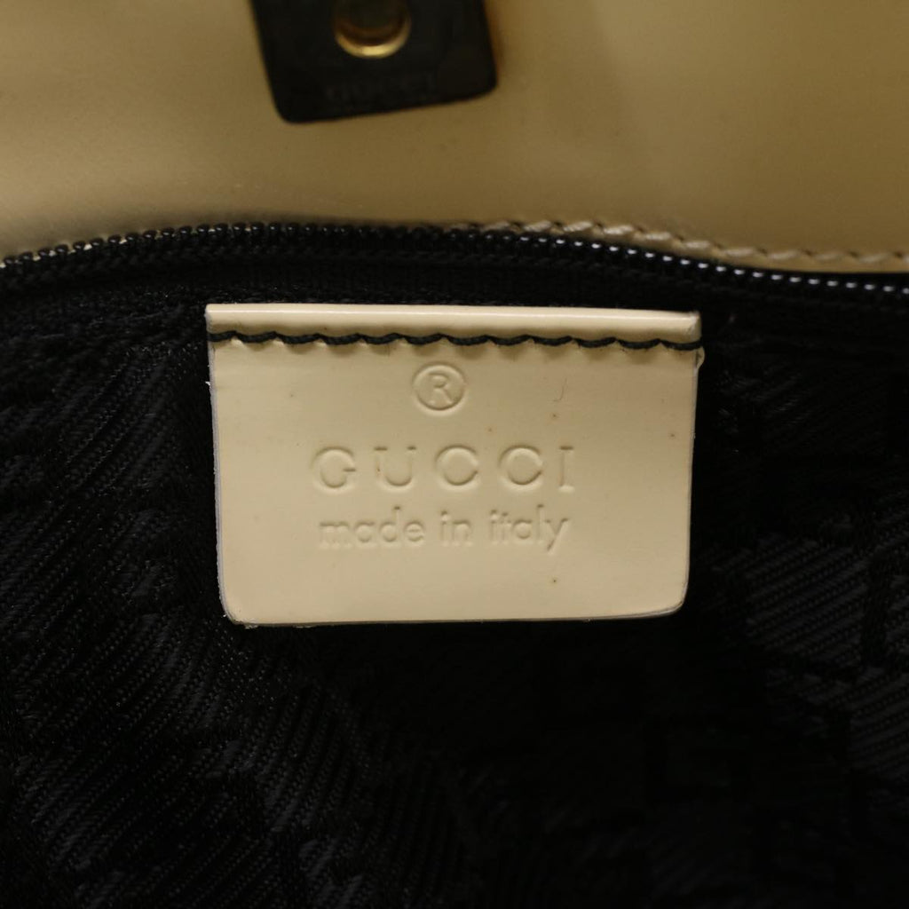 GUCCI Sherry Line Shoulder Bag Canvas Patent leather White 0014231 47407