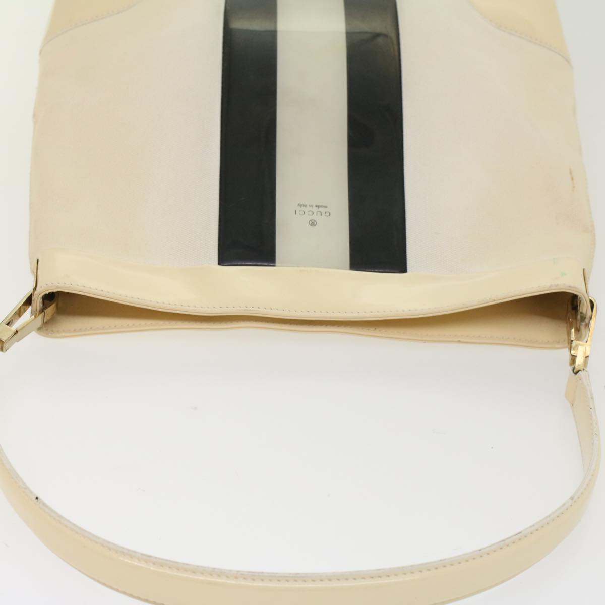GUCCI Sherry Line Shoulder Bag Canvas Patent leather White 0014231 47407