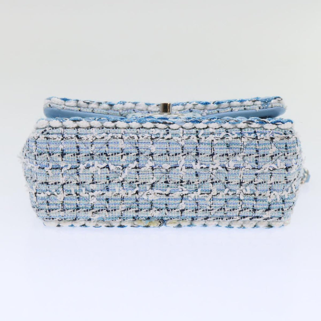 CHANEL Chain Shoulder Bag Tweed Blue CC 47496A