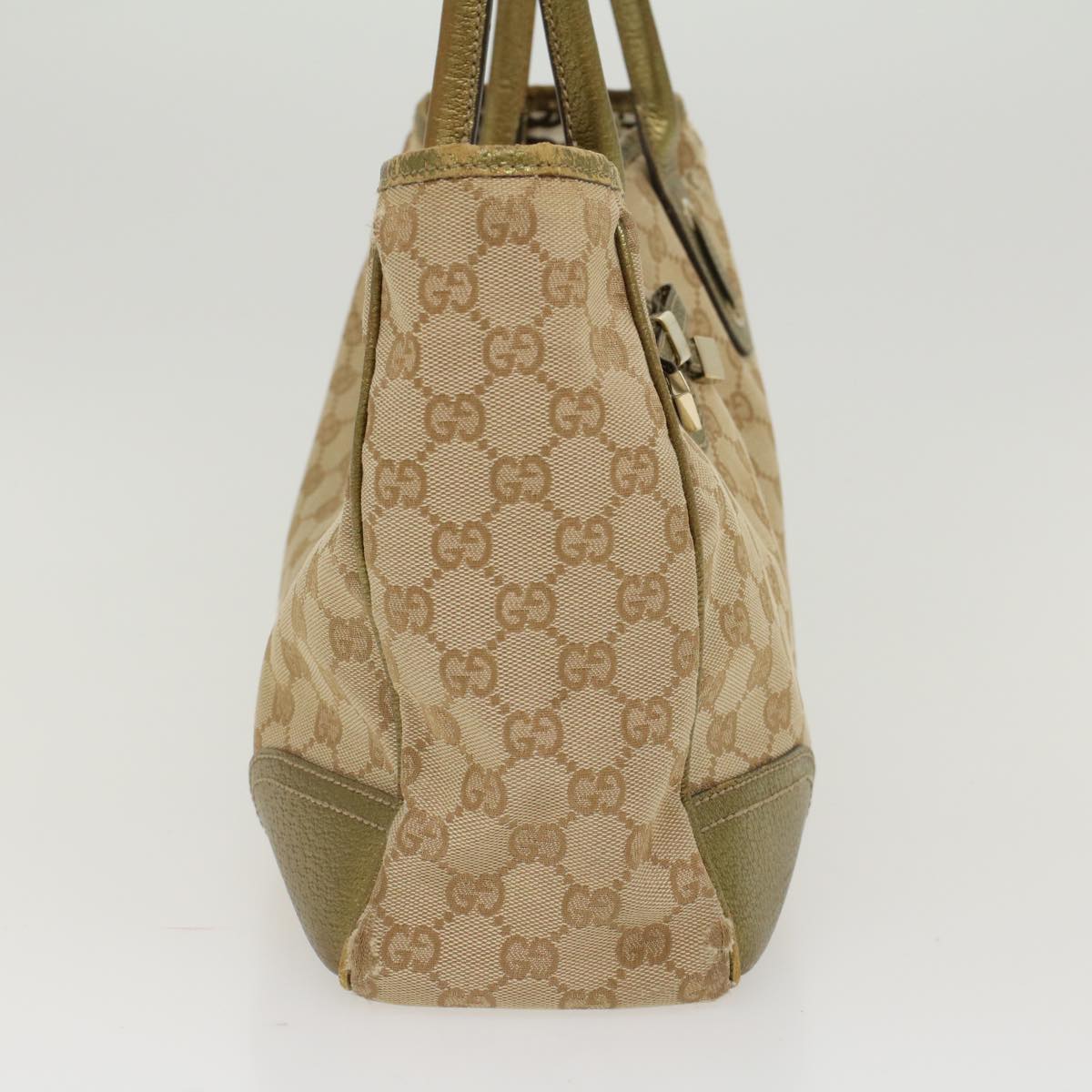 GUCCI GG Canvas Shoulder Bag Leather Beige Gold 168805 47525