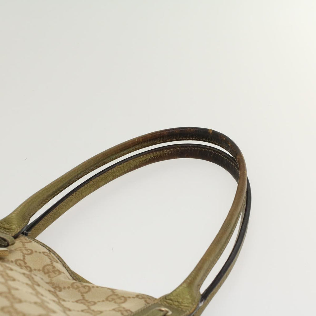 GUCCI GG Canvas Shoulder Bag Leather Beige Gold 168805 47525