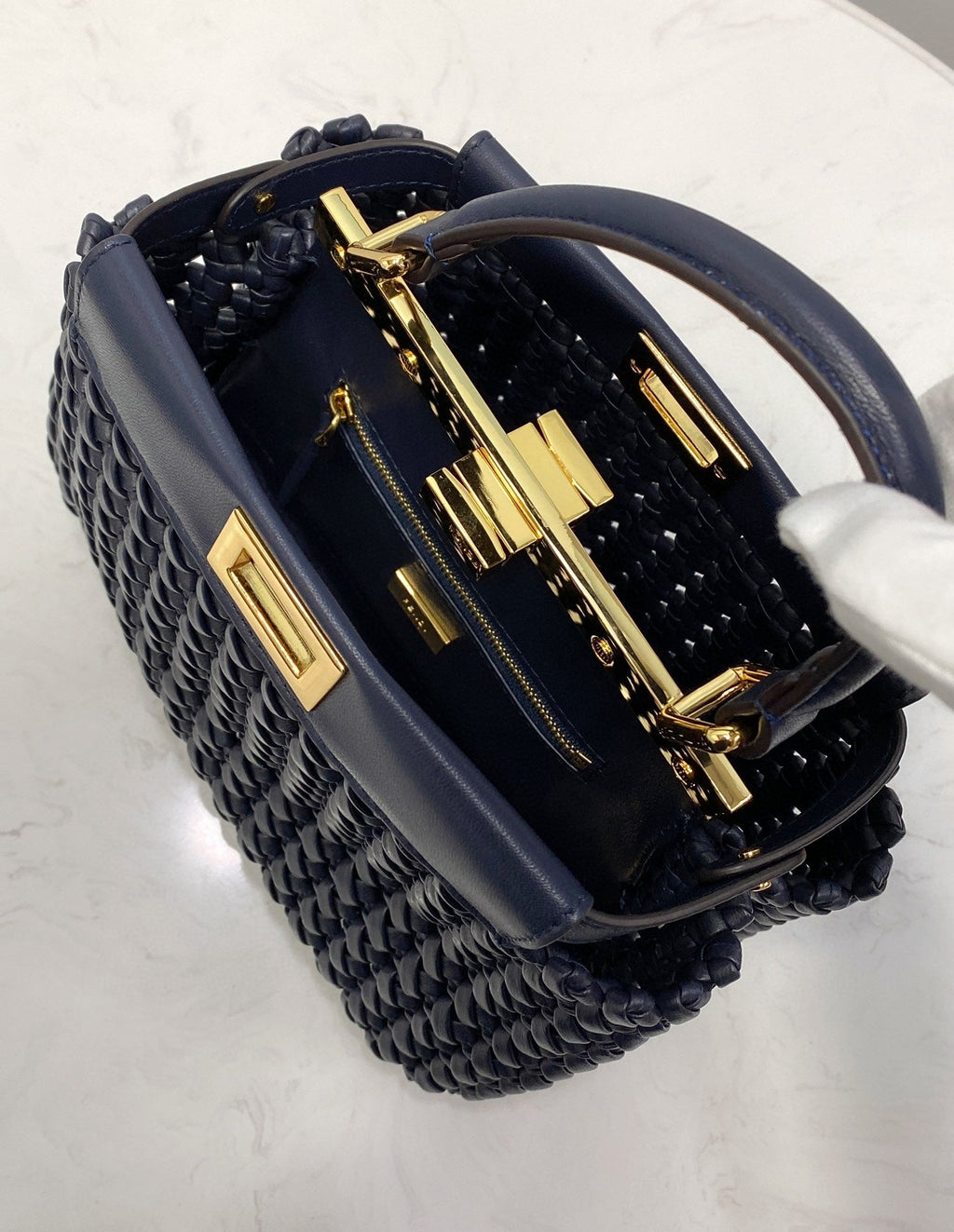 FI GlamI Mini Navy Blue Braided Bag For Woman 18cm/7in