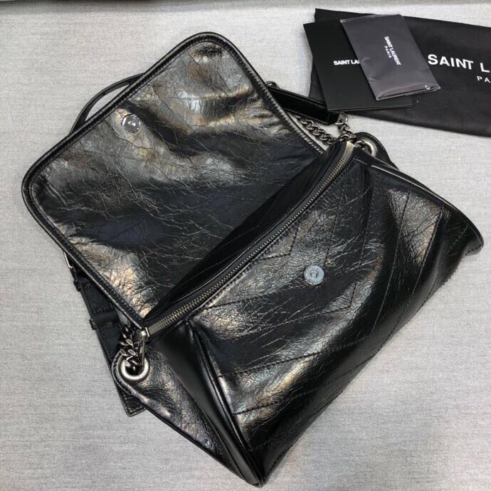 GLAMI Niki MeGLAMIum Crinkled Shoulder Bag Black For Women 11in/28cm YSL