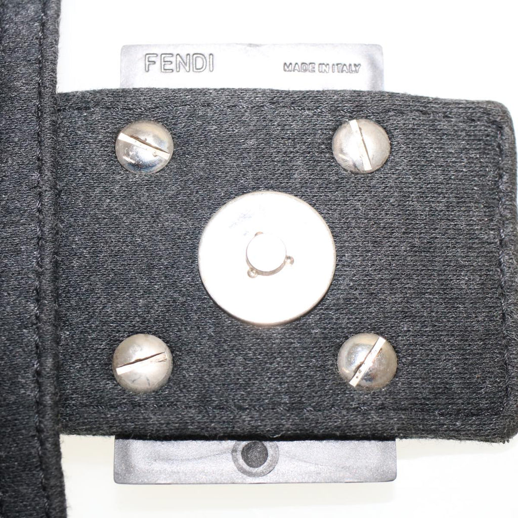 FENDI Mamma Baguette Shoulder Bag Nylon Leather Gray 2308-26325-099 47647