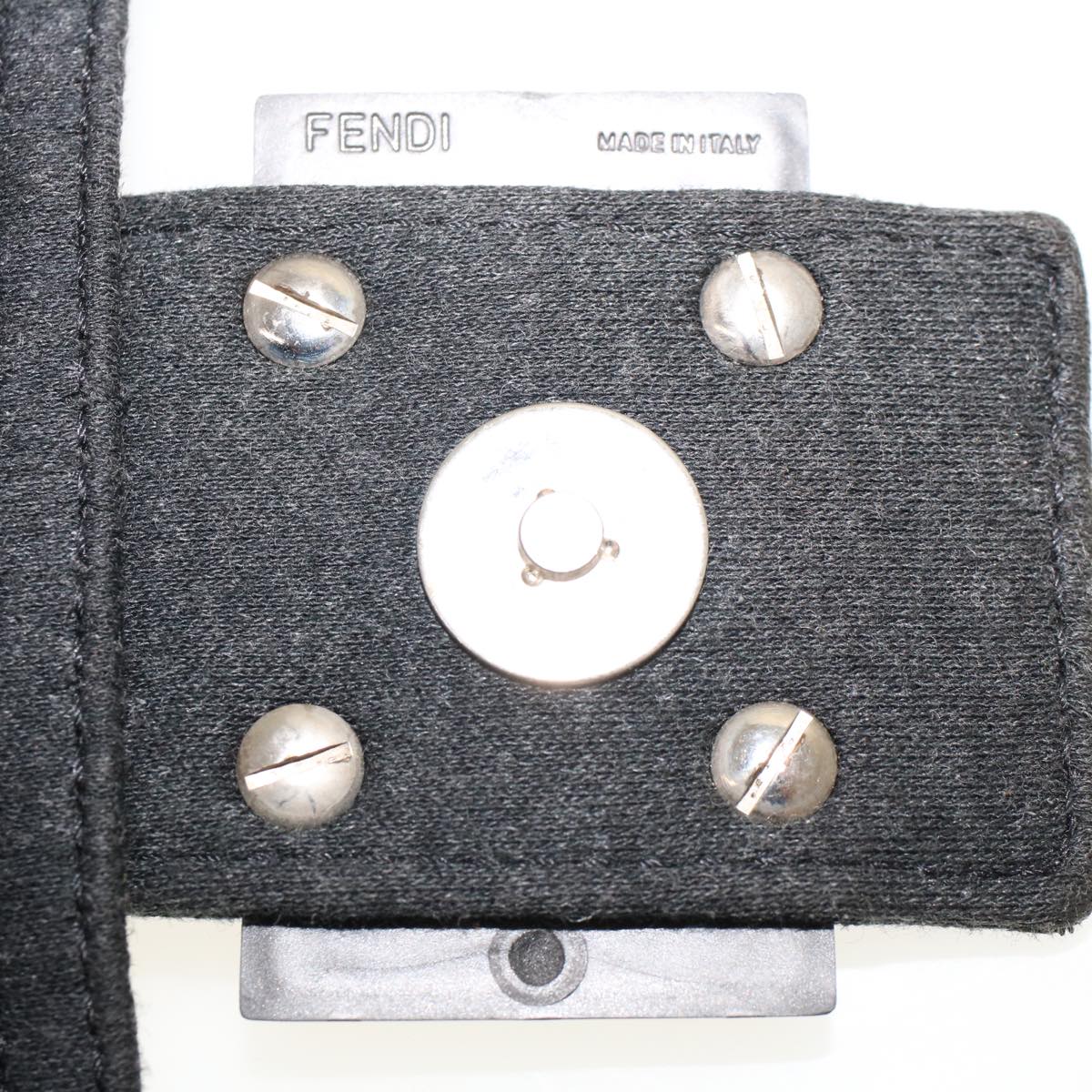 FENDI Mamma Baguette Shoulder Bag Nylon Leather Gray 2308-26325-099 47647