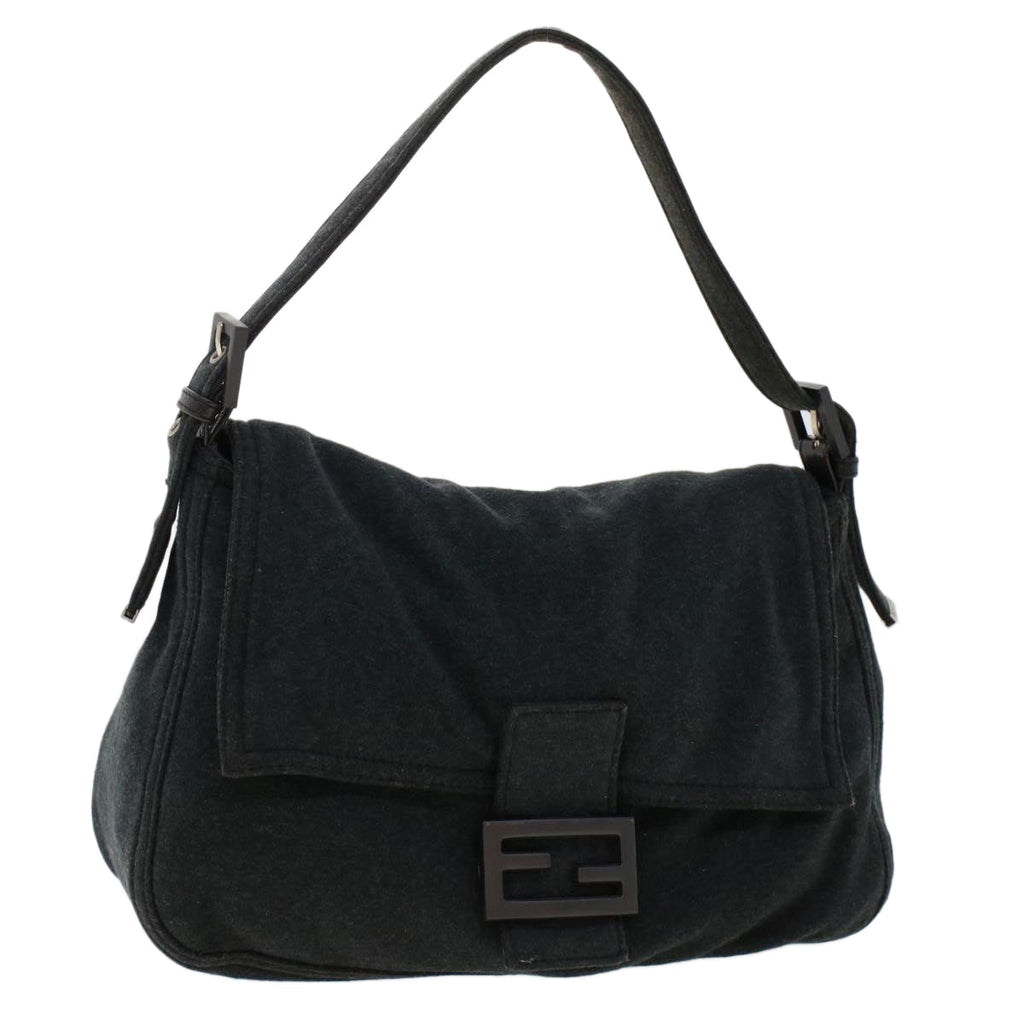 FENDI Mamma Baguette Shoulder Bag Nylon Leather Gray 2308-26325-099 47647