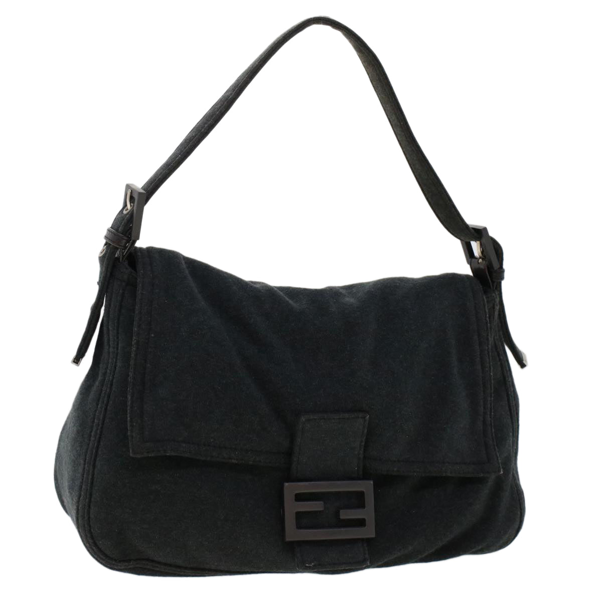 FENDI Mamma Baguette Shoulder Bag Nylon Leather Gray 2308-26325-099 47647