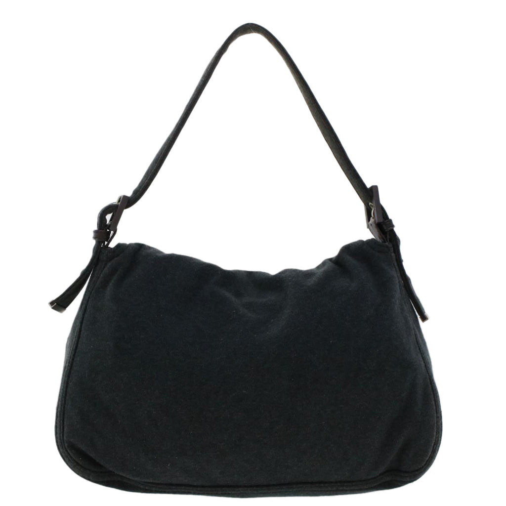 FENDI Mamma Baguette Shoulder Bag Nylon Leather Gray 2308-26325-099 47647