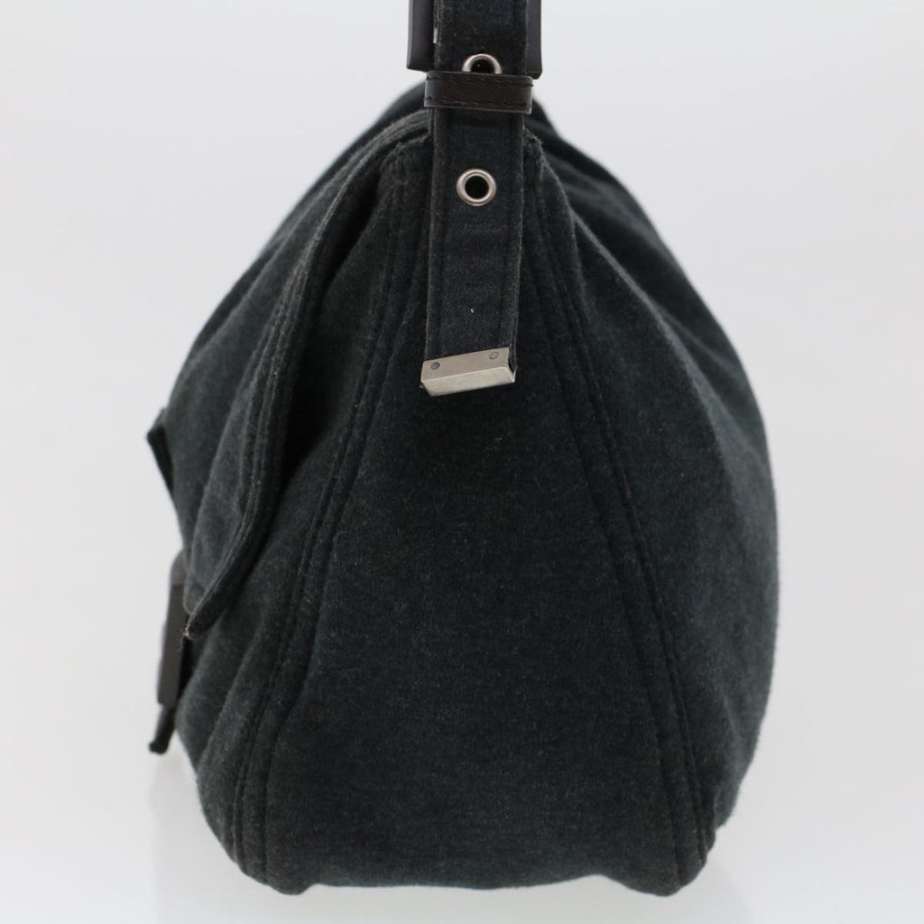 FENDI Mamma Baguette Shoulder Bag Nylon Leather Gray 2308-26325-099 47647