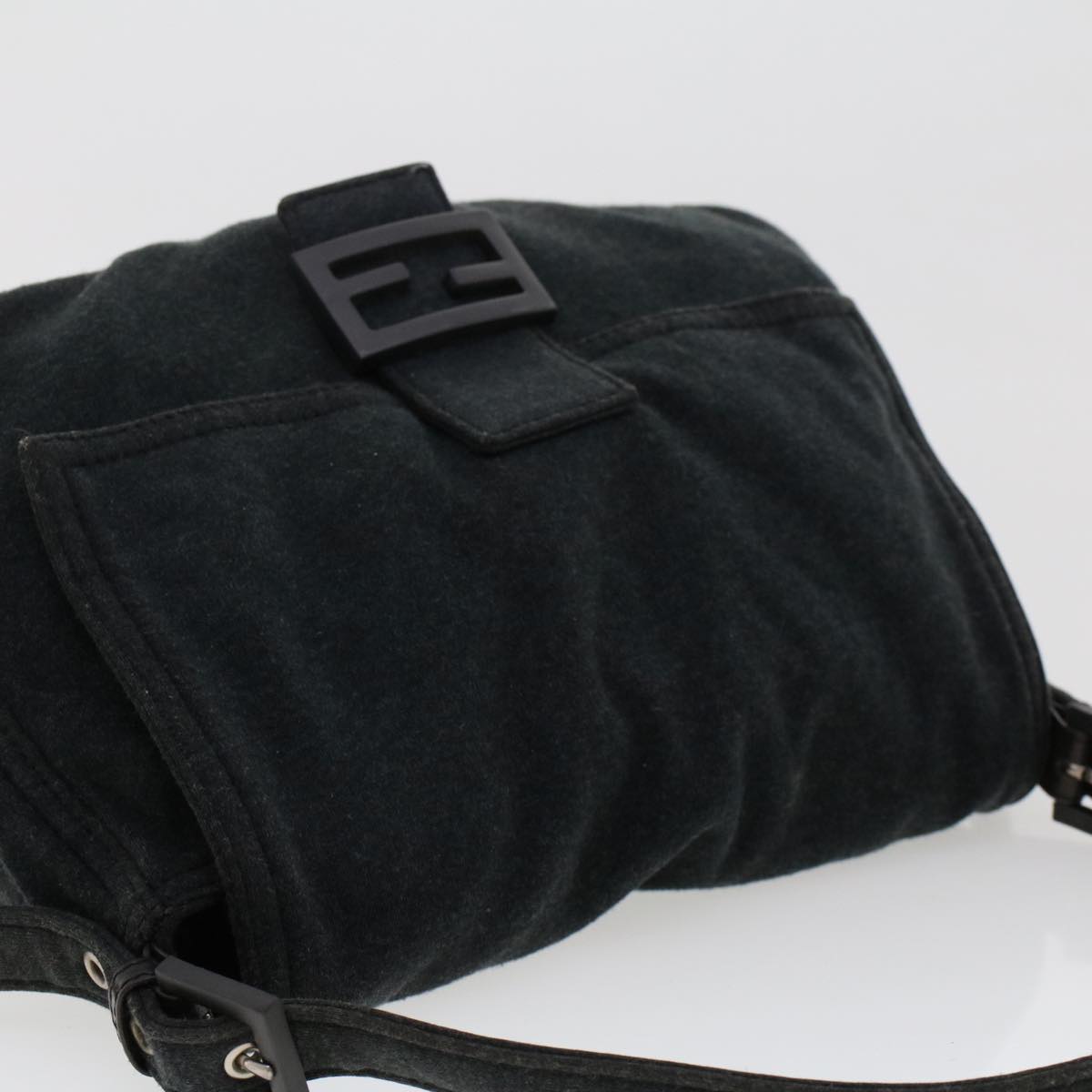 FENDI Mamma Baguette Shoulder Bag Nylon Leather Gray 2308-26325-099 47647
