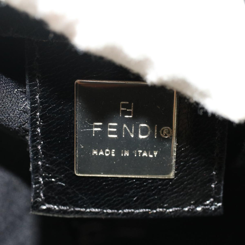 FENDI Mamma Baguette Shoulder Bag Nylon Leather Black 47648