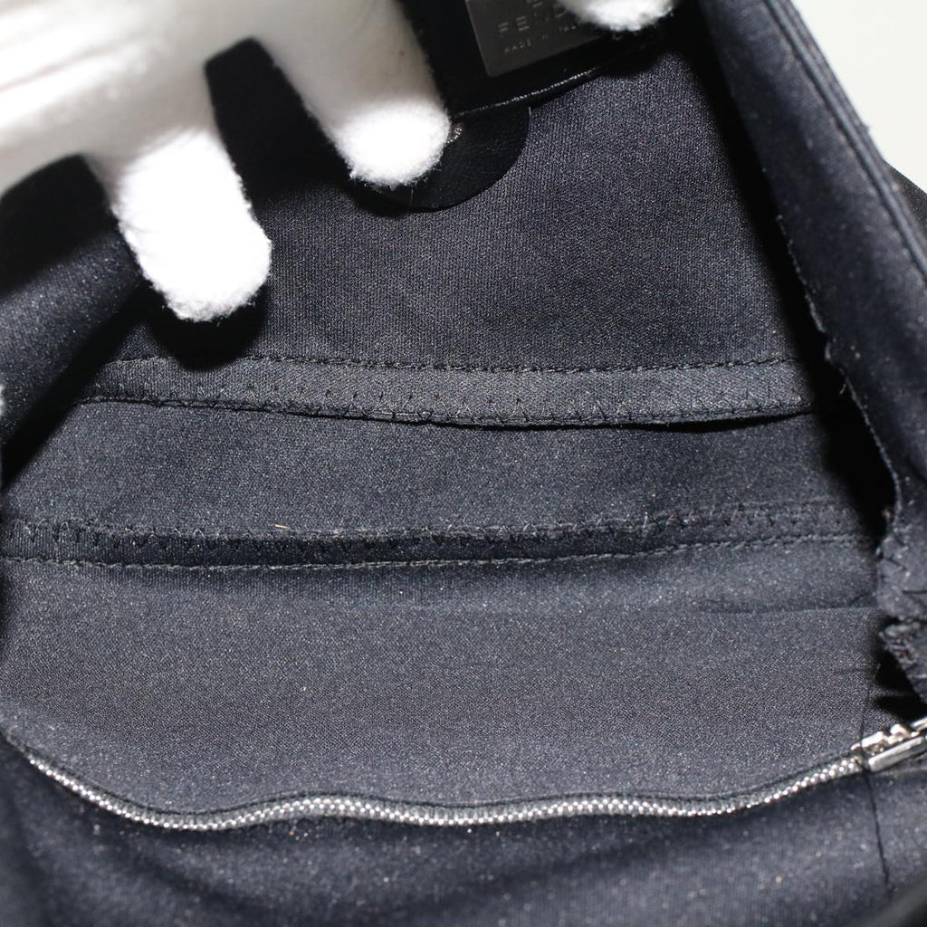FENDI Mamma Baguette Shoulder Bag Nylon Leather Black 47648