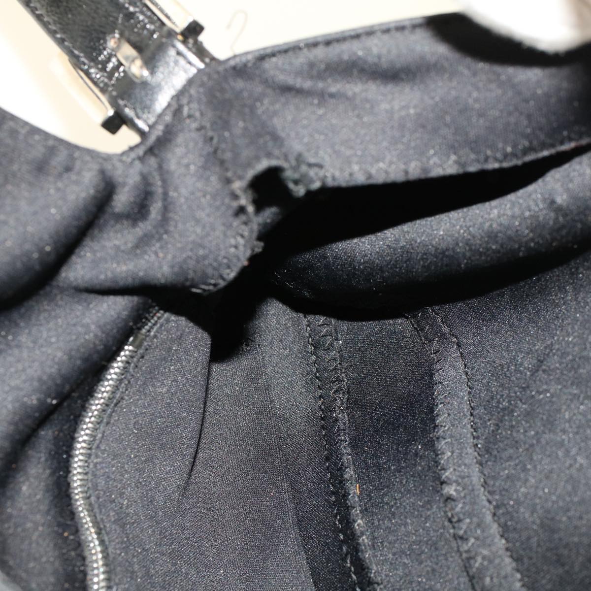 FENDI Mamma Baguette Shoulder Bag Nylon Leather Black 47648