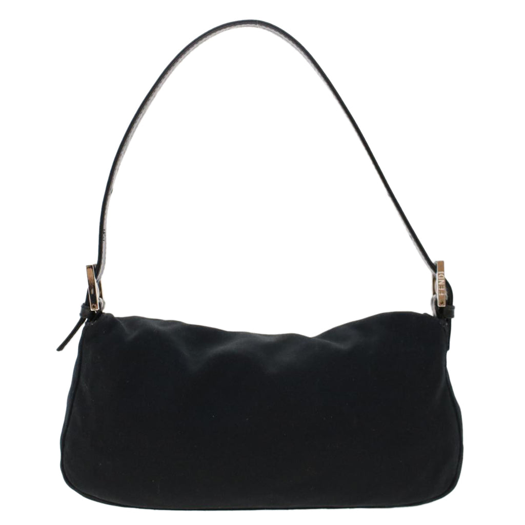 FENDI Mamma Baguette Shoulder Bag Nylon Leather Black 47648