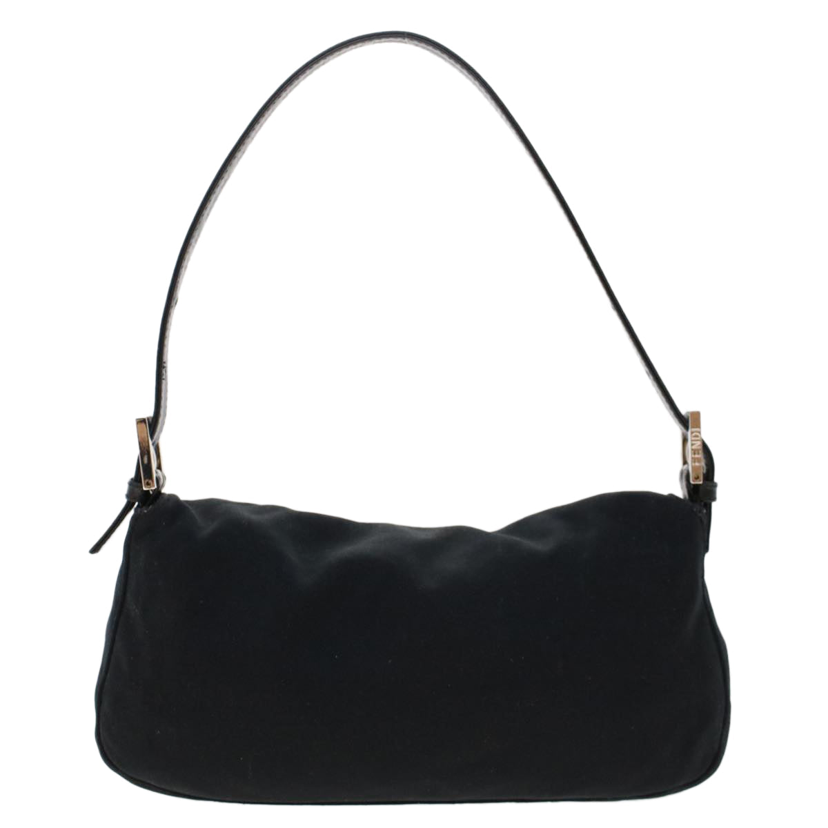 FENDI Mamma Baguette Shoulder Bag Nylon Leather Black 47648