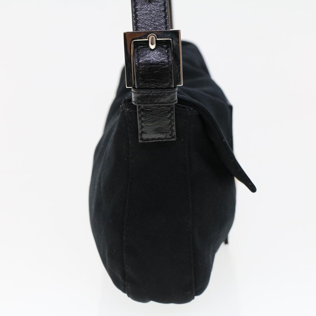 FENDI Mamma Baguette Shoulder Bag Nylon Leather Black 47648