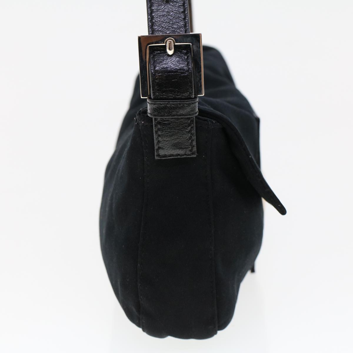 FENDI Mamma Baguette Shoulder Bag Nylon Leather Black 47648