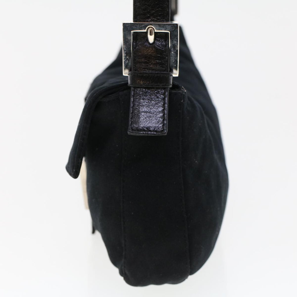 FENDI Mamma Baguette Shoulder Bag Nylon Leather Black 47648