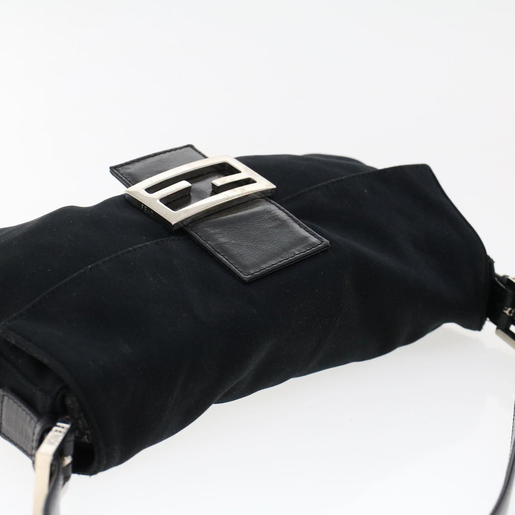 FENDI Mamma Baguette Shoulder Bag Nylon Leather Black 47648
