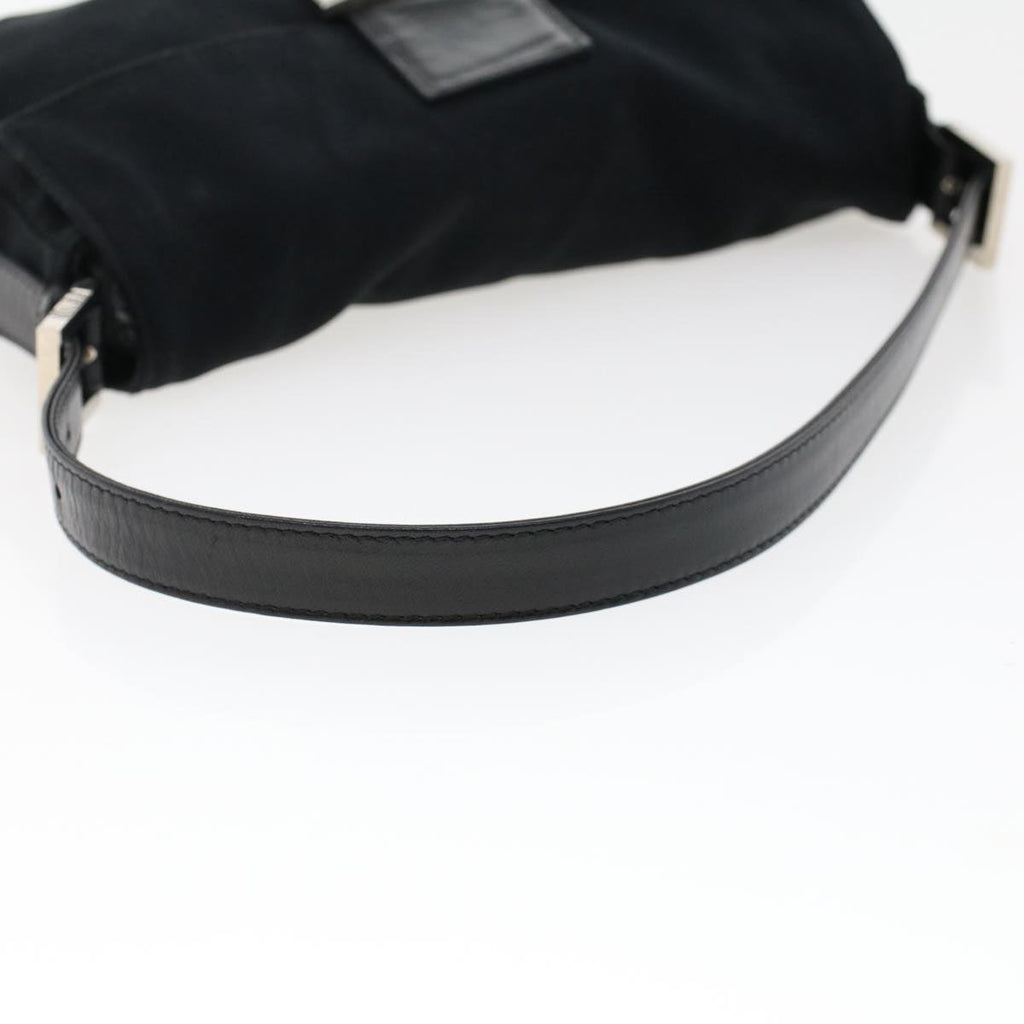 FENDI Mamma Baguette Shoulder Bag Nylon Leather Black 47648