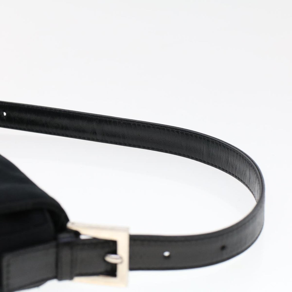 FENDI Mamma Baguette Shoulder Bag Nylon Leather Black 47648