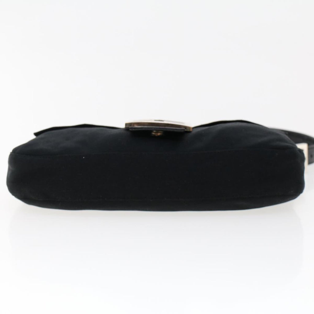 FENDI Mamma Baguette Shoulder Bag Nylon Leather Black 47648