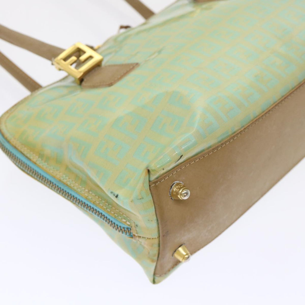 FENDI Zucchino Canvas Hand Bag Enamel Light Blue 47649