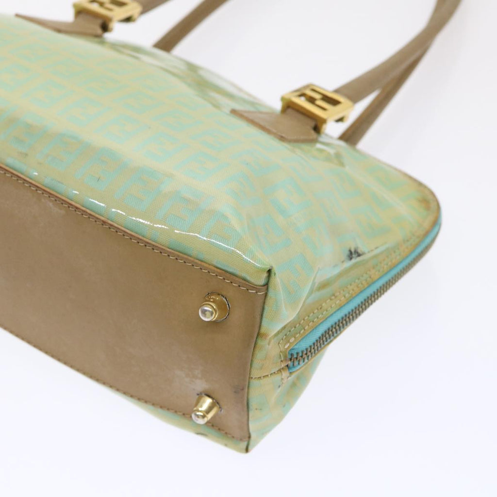 FENDI Zucchino Canvas Hand Bag Enamel Light Blue 47649