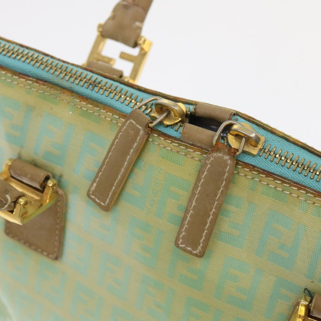 FENDI Zucchino Canvas Hand Bag Enamel Light Blue 47649