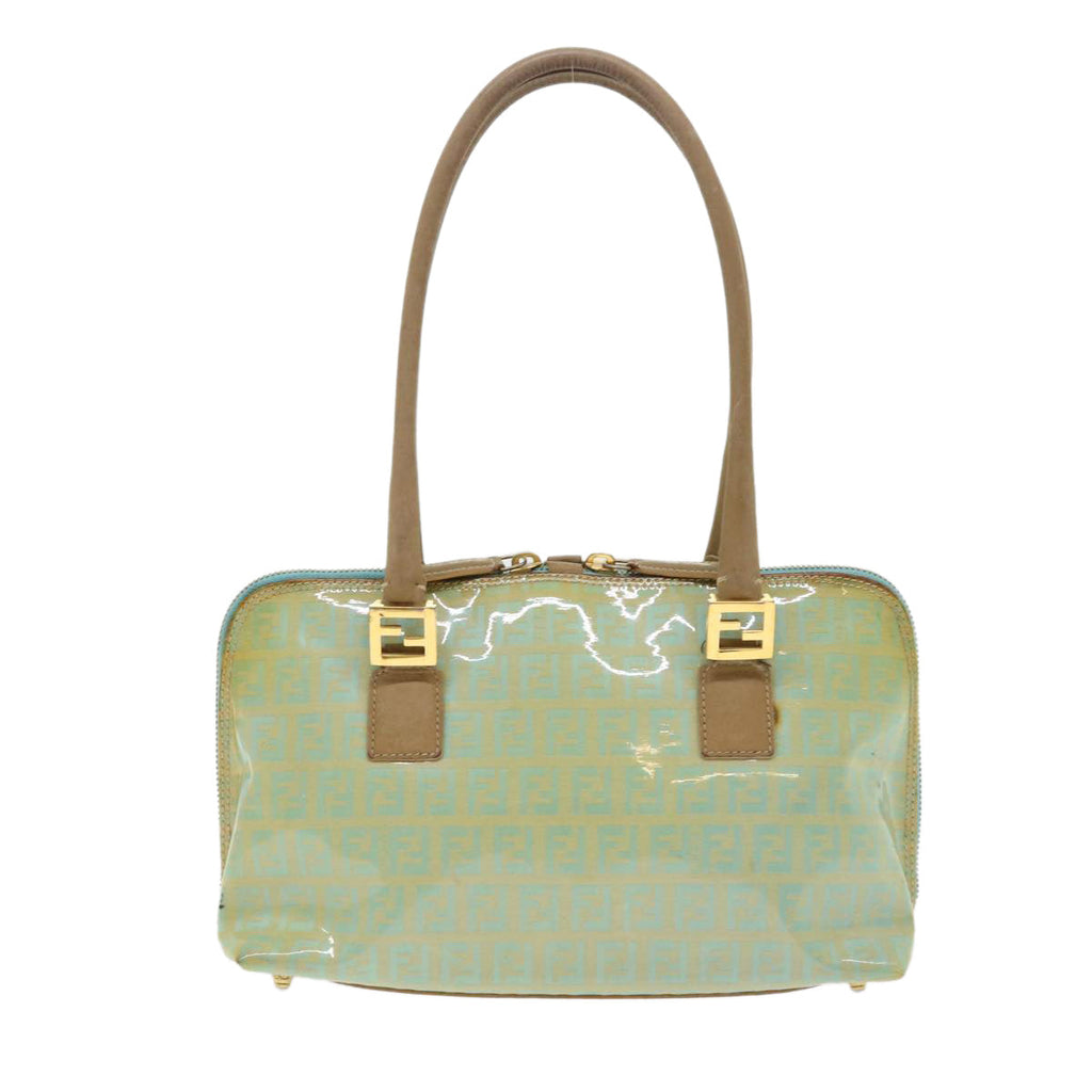 FENDI Zucchino Canvas Hand Bag Enamel Light Blue 47649