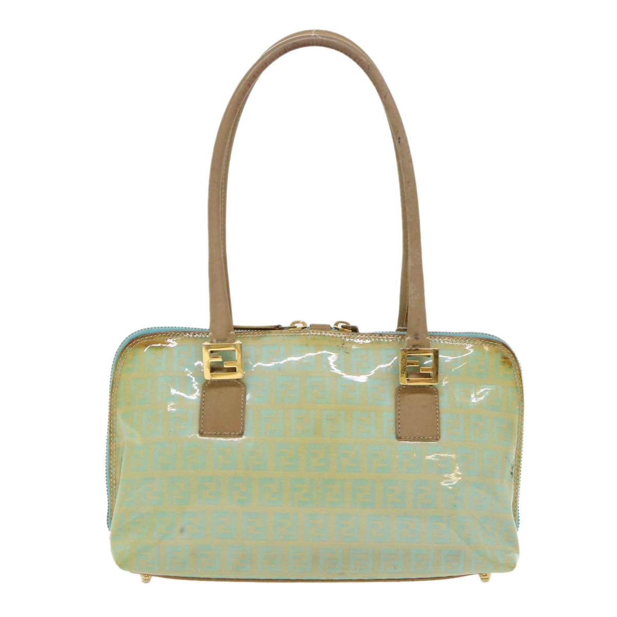 FENDI Zucchino Canvas Hand Bag Enamel Light Blue 47649