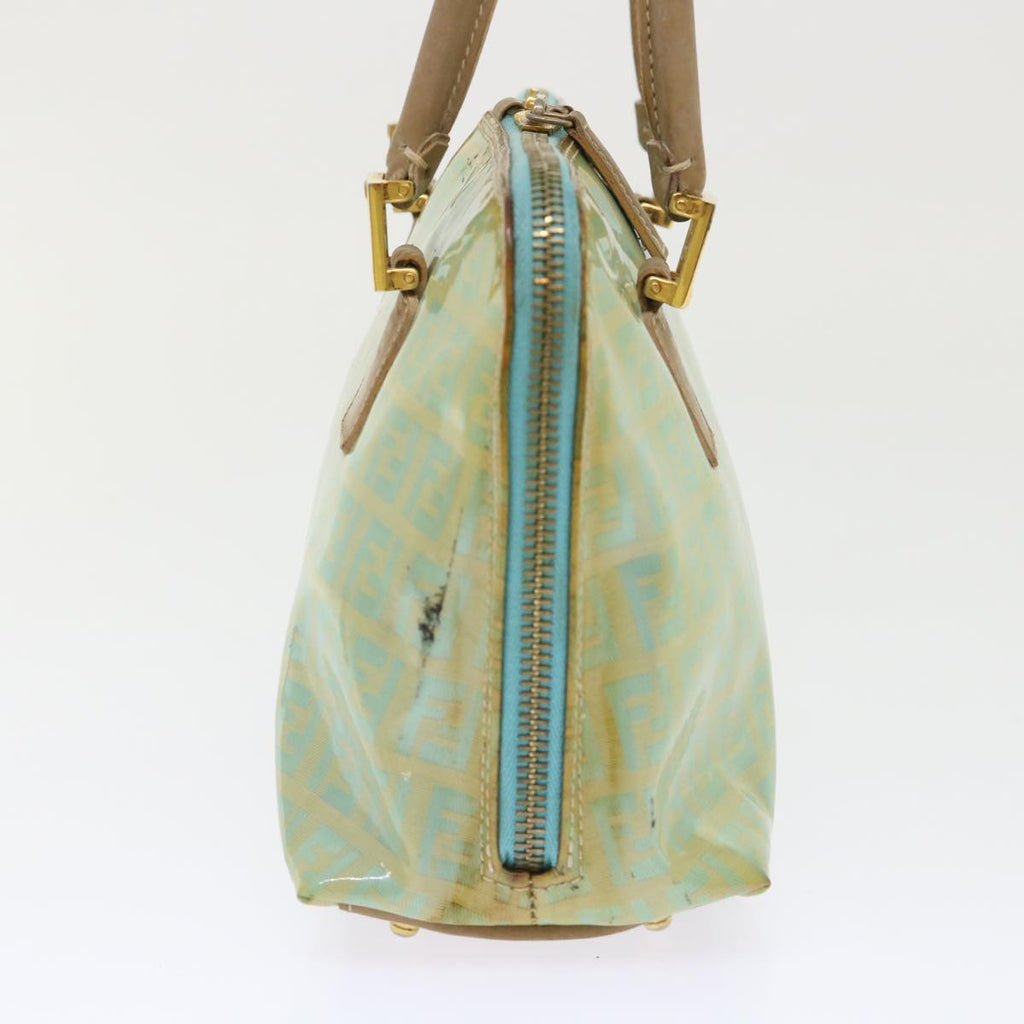 FENDI Zucchino Canvas Hand Bag Enamel Light Blue 47649