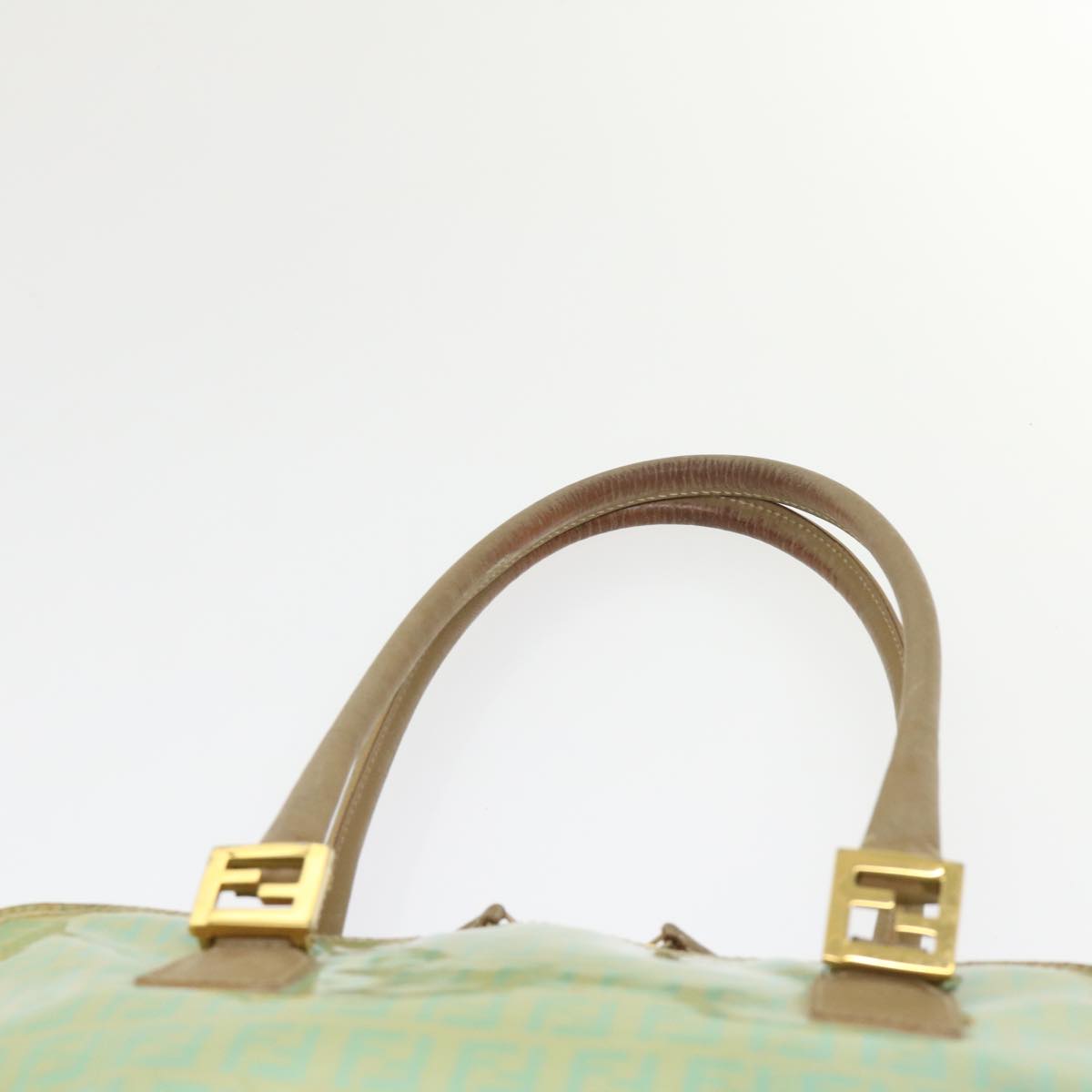 FENDI Zucchino Canvas Hand Bag Enamel Light Blue 47649