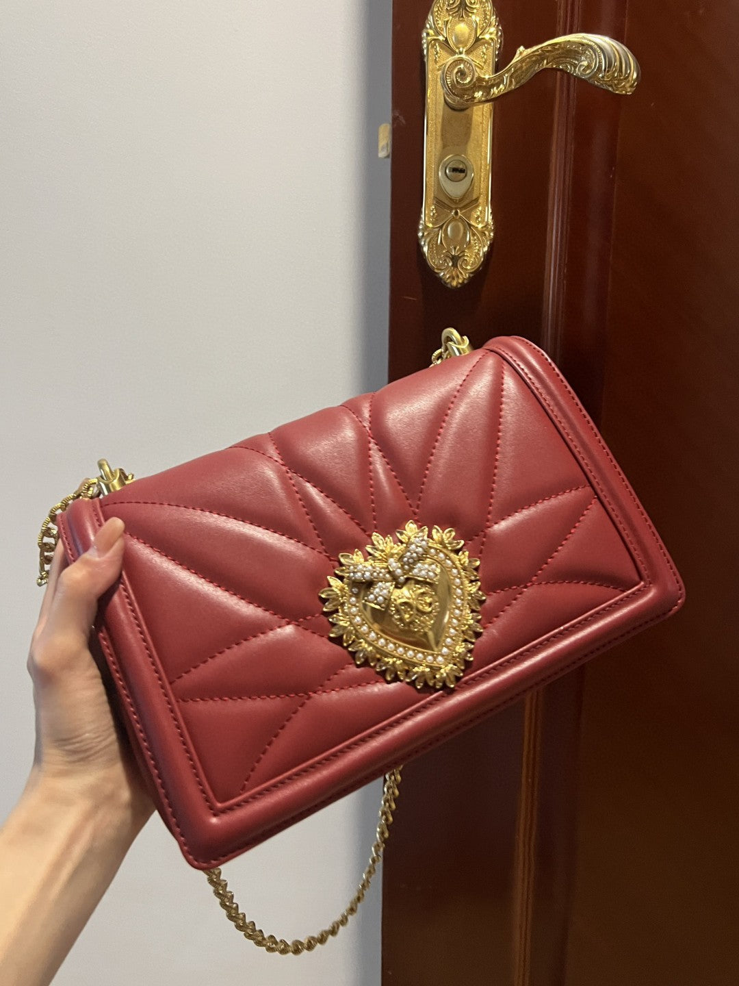 GLAMI Large Devotion Bag In Quilted Nappa Burgundy For Women 10in/26cm GLAMIÃ‚Â 