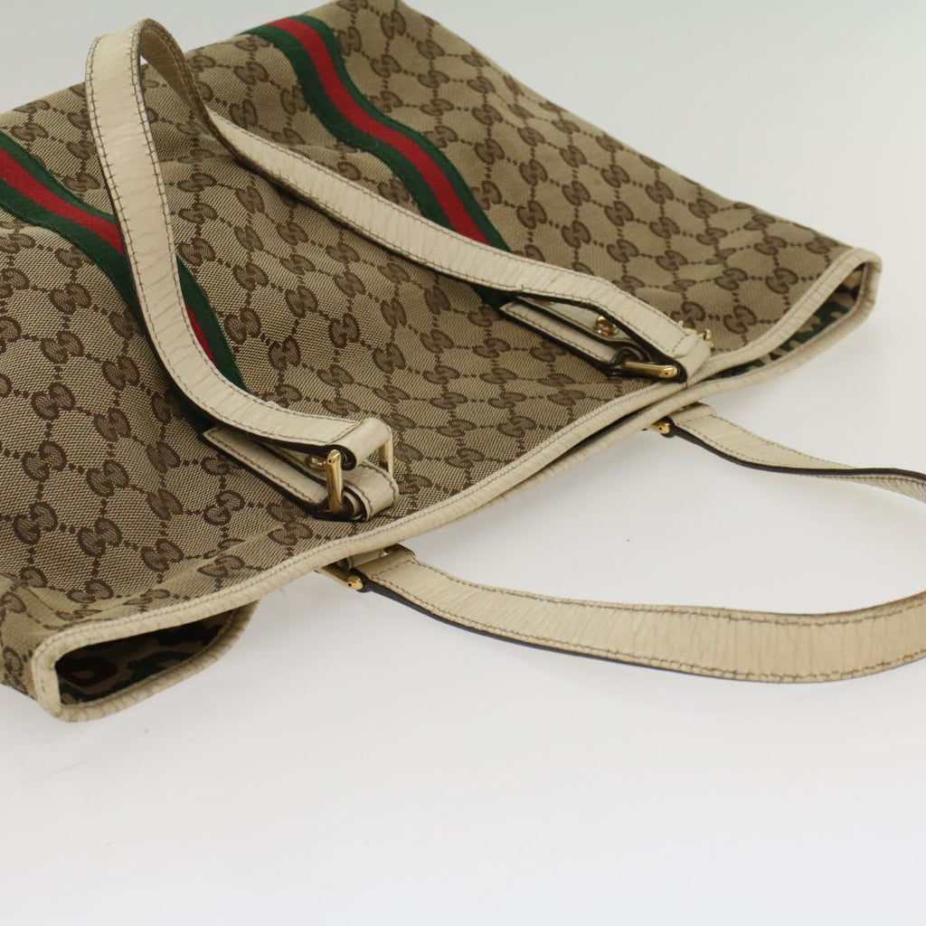 GUCCI GG Canvas Web Sherry Line Shoulder Bag Beige Red Green 139260 47709