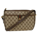 GUCCI GG Canvas Web Sherry Line Shoulder Bag PVC Leather Beige Green 47988