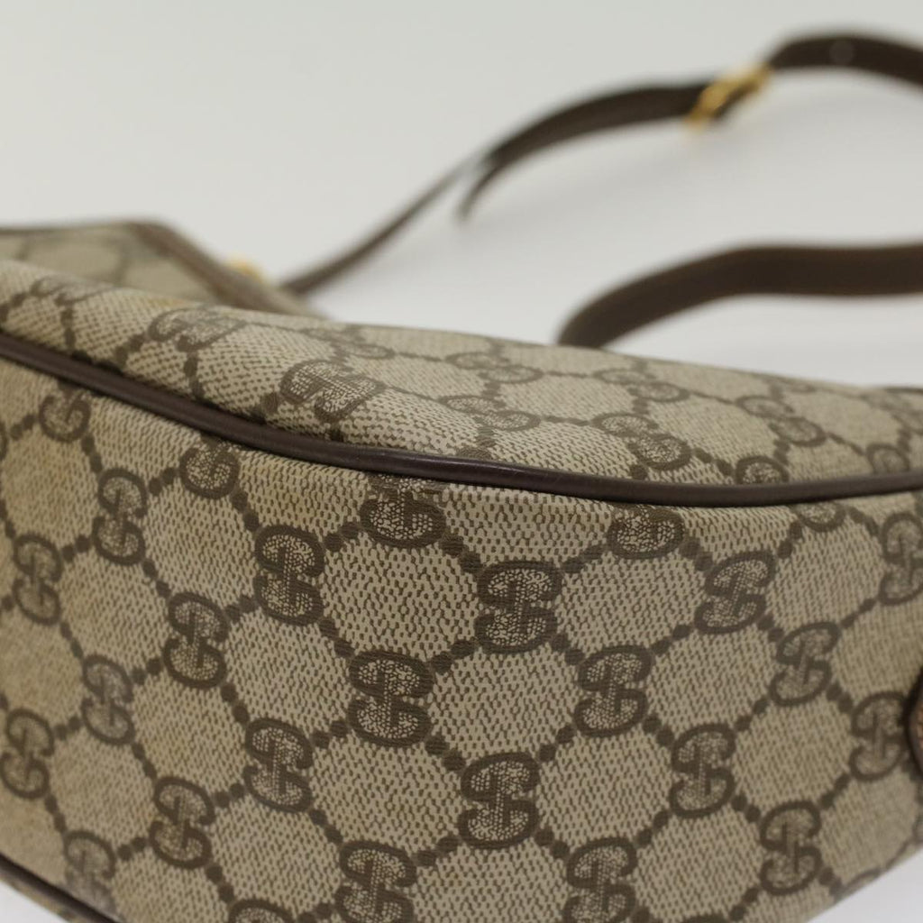 GUCCI GG Canvas Web Sherry Line Shoulder Bag PVC Leather Beige Green 47988