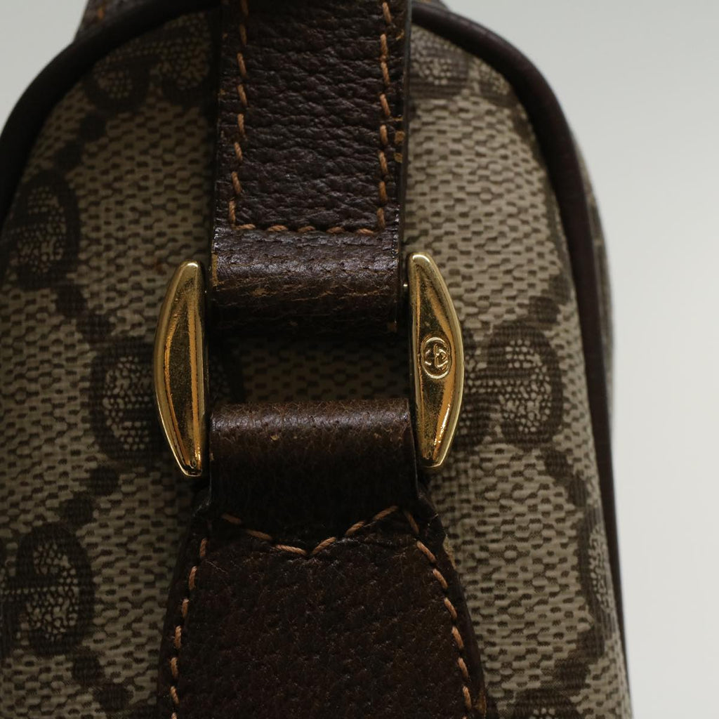 GUCCI GG Canvas Web Sherry Line Shoulder Bag PVC Leather Beige Green 47988