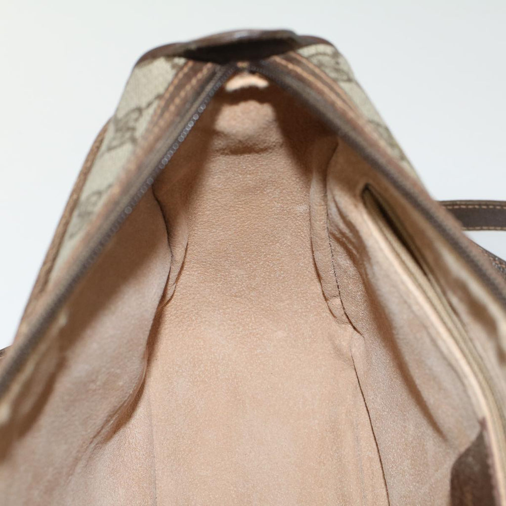 GUCCI GG Canvas Web Sherry Line Shoulder Bag PVC Leather Beige Green 47988