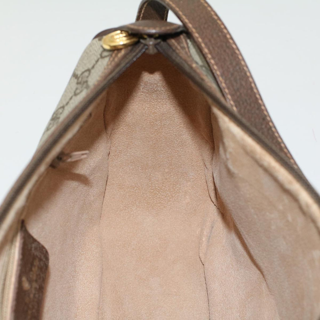 GUCCI GG Canvas Web Sherry Line Shoulder Bag PVC Leather Beige Green 47988