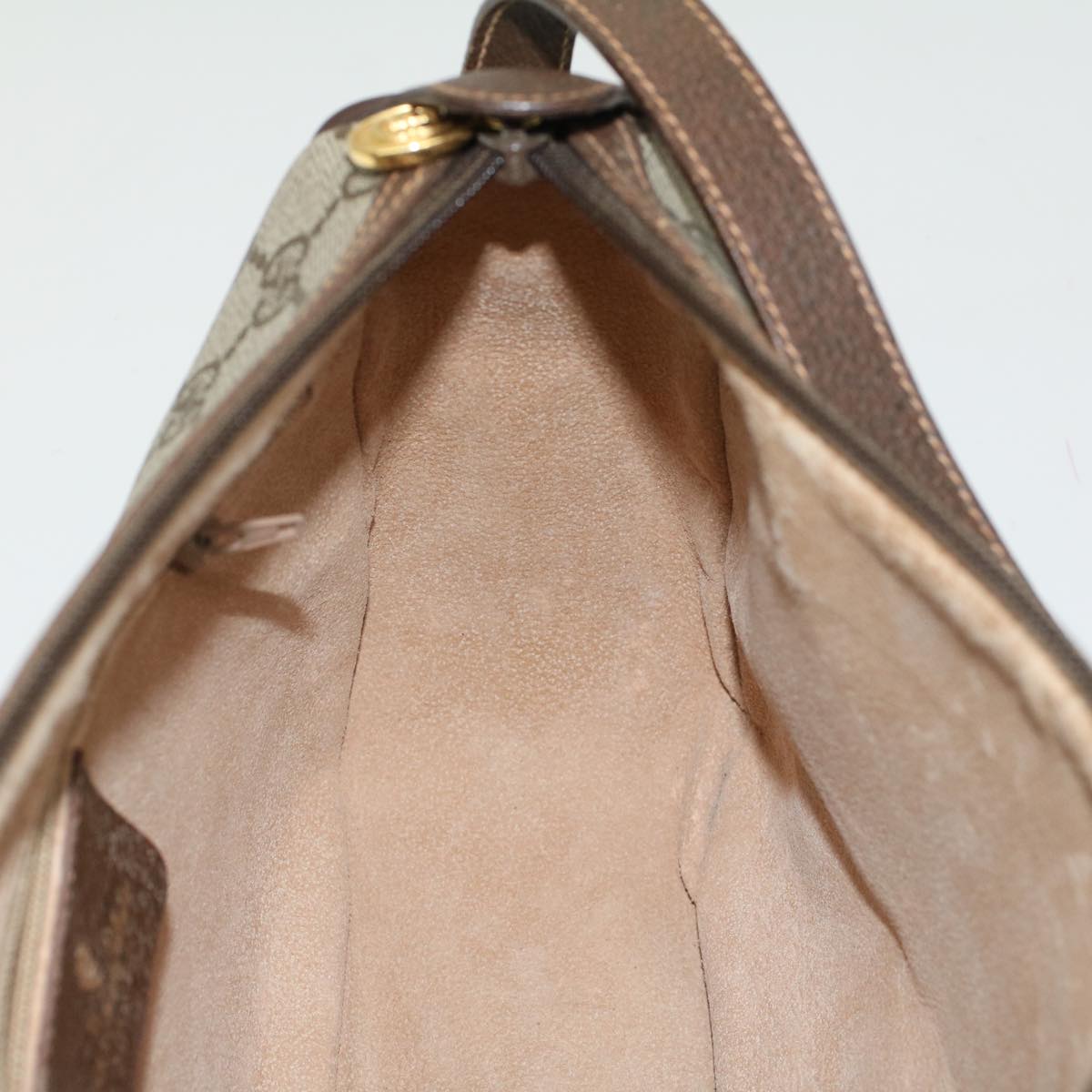 GUCCI GG Canvas Web Sherry Line Shoulder Bag PVC Leather Beige Green 47988