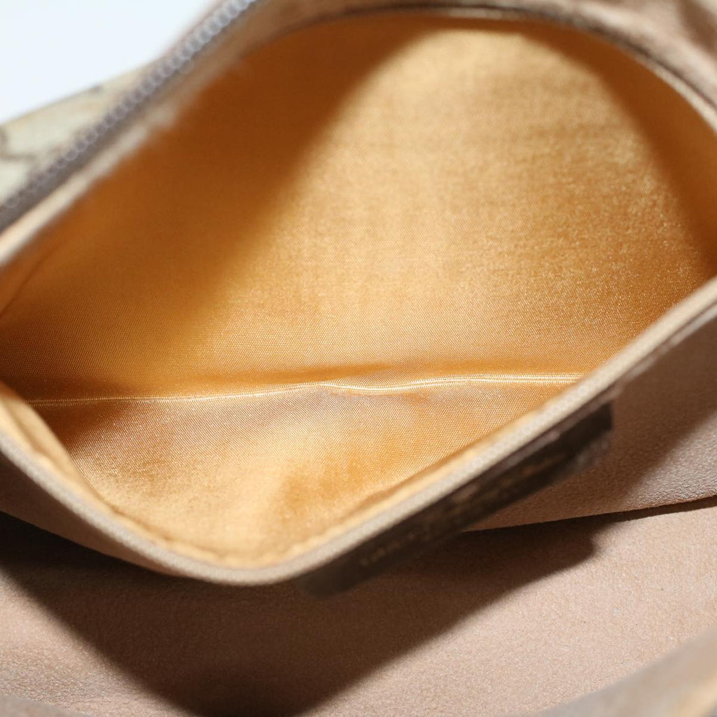 GUCCI GG Canvas Web Sherry Line Shoulder Bag PVC Leather Beige Green 47988