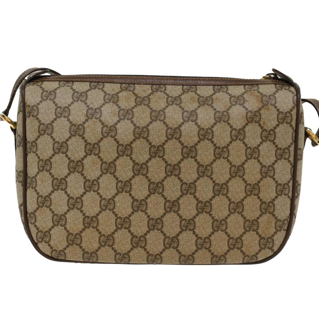 GUCCI GG Canvas Web Sherry Line Shoulder Bag PVC Leather Beige Green 47988