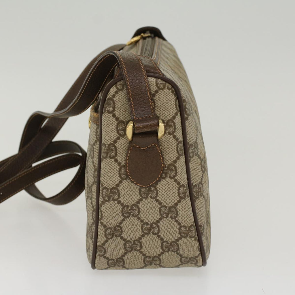 GUCCI GG Canvas Web Sherry Line Shoulder Bag PVC Leather Beige Green 47988
