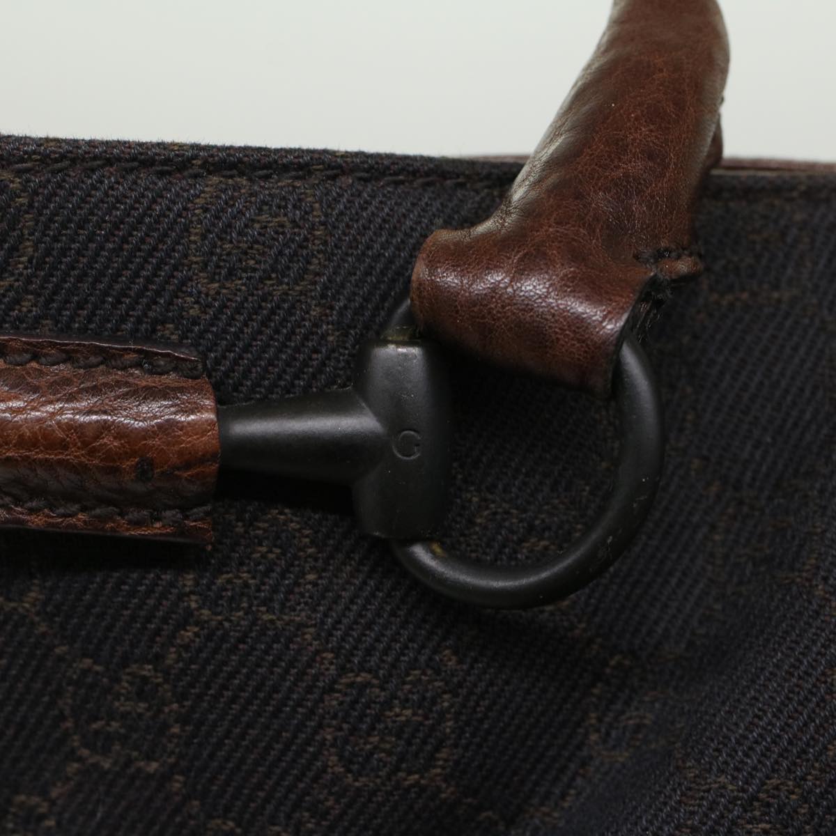 GUCCI GG Canvas Tote Bag Black Brown 47993